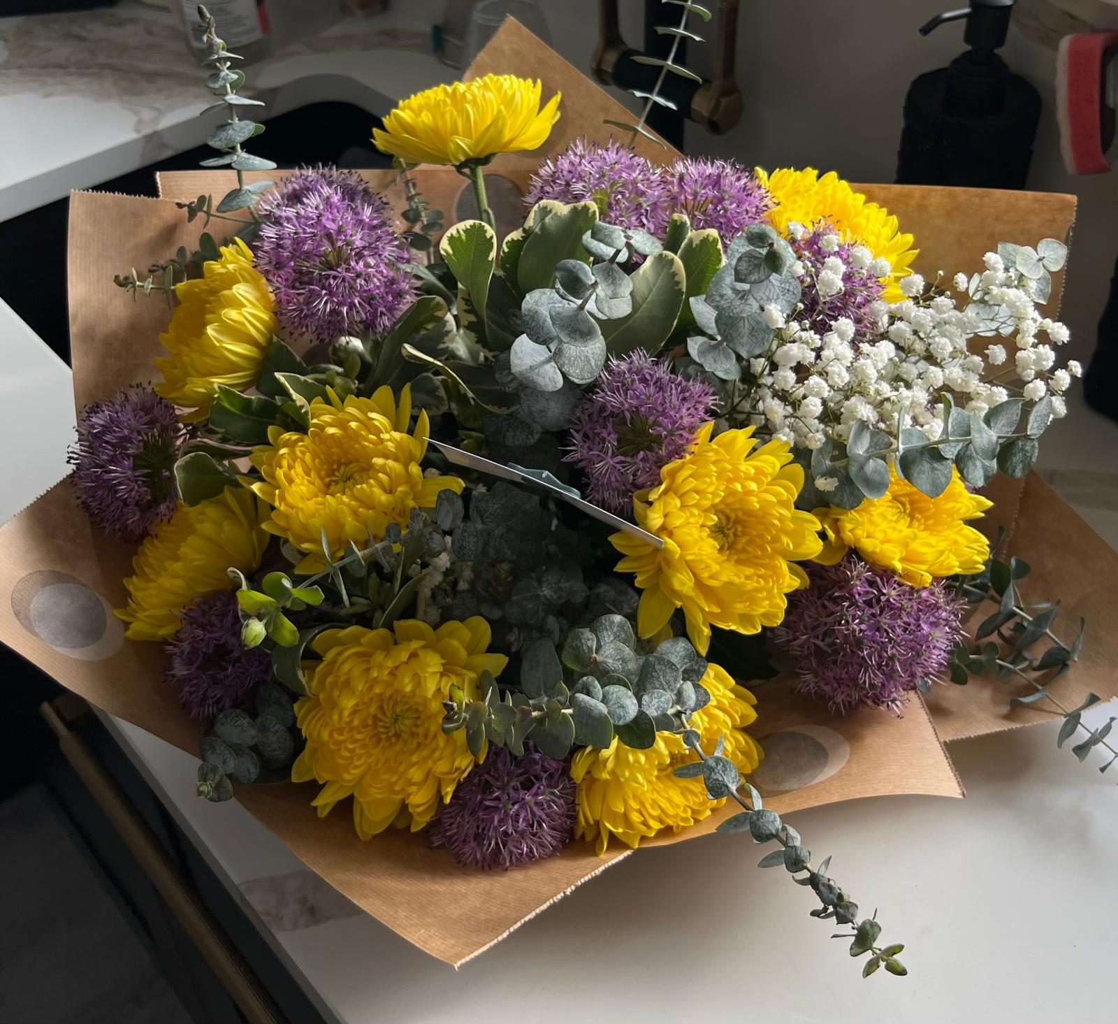 Bright hand-tied bouquet